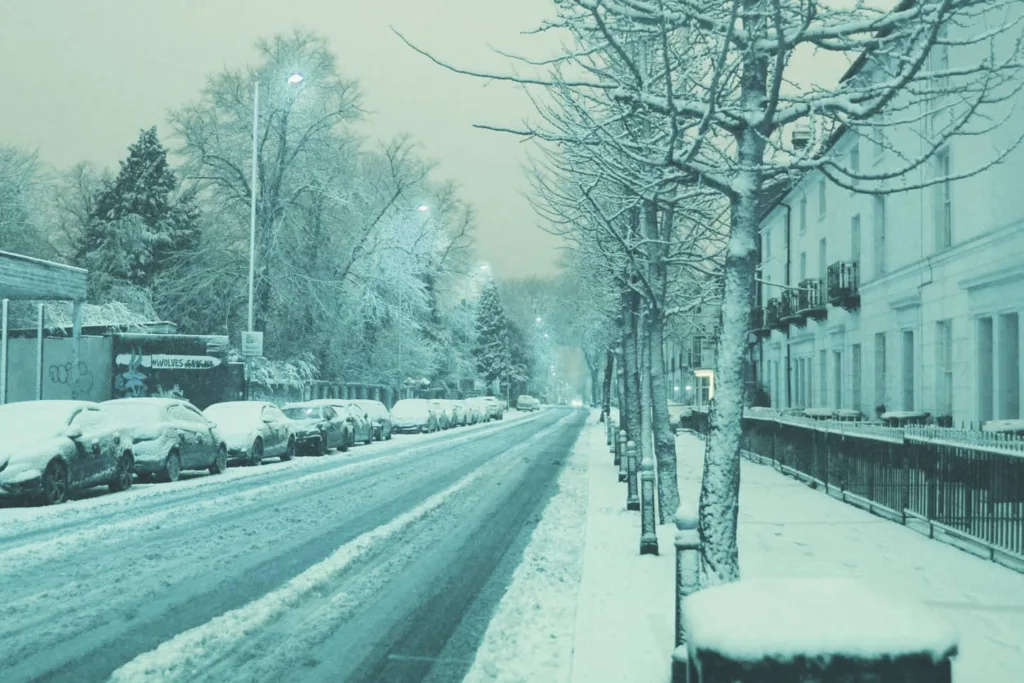 Compton Road Wolverhampton in Snow Georgian Houses